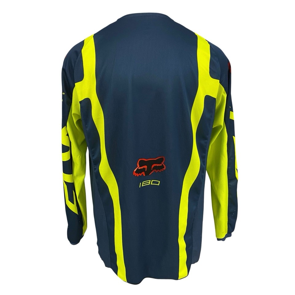 Fox Racing 180 Jersey Mens XL Blue Yellow Motocross MX Dirt Bike Long ...