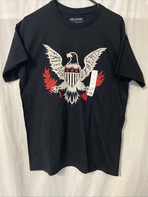 MELMARC Mens Black T-Shirt Size Medium  Graphics FREEDOM LIBERTY Cotton New