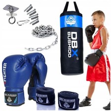 Boxsack Set Kinder mit Handschuhen, 80cm, 15kg, Trainingsset ab 5 J.