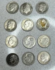 Roosevelt Lot of 12 Circulated 10C Dimes Uncertified US Coins 1958-1959