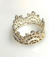 ORNATE 925 STERLING SILVER CROWN RING SIZE 8.75