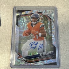 RJ HARVEY 2025 PANINI PRIZM ROOKIE CHOICE BRONCOS RC AUTO /100 Q3178