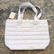 LoveShackFancy xYoobi Blue Floral were Medium Quilted Zip-Top Tote Bag
