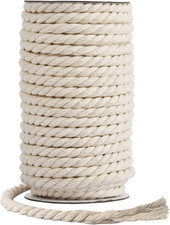 Cotton Cord 8Mm X 20 Yards - Natural Unbleached Macrame Rope - 3 Strand Twisted