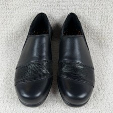 SAS Tripad Comfort Womens Black Leather Lizard Embossed Slip On Wedge Loafers 6M