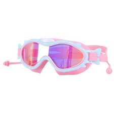 Kids Swim Goggles w/ Ear Plugs UV Protection Anti-Fog Leak Proof Wide View Pool
