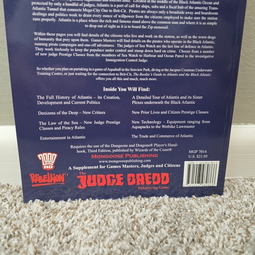 Judge Dredd RPG The Rookie's Guide to Atlantis & the Black Atlantic D20 Rare - Picture 5 of 5