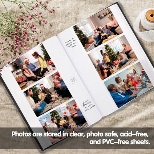 450 Pocket 4x6 Photo Album, Linen Cover, Black - Memory Book with ...