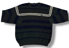 VTG Izod Striped Crewneck Pullover Knit Sweater Cotton Adult Size Large Green