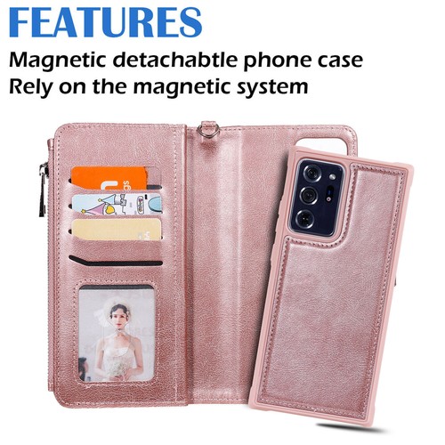 For Samsung S24 S23 S22 Ultra S21 S20 FE Note20 Zipper Leather Wallet Case Cover - Picture 2 of 17