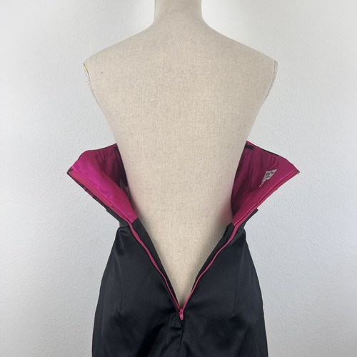 Jessica McClintock Gunne Sax Vintage Dress Magenta Black Lace Strapless Mini  5 - Foto 10 di 12