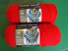 2 - Red Heart Super Saver Yarn crafts, knitting, 100 Acrylic. Cherry Red AS 7