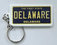Delaware License Plate Aluminum Ultra-Slim Souvenir Keychain 2.5"x1.25x0.06"