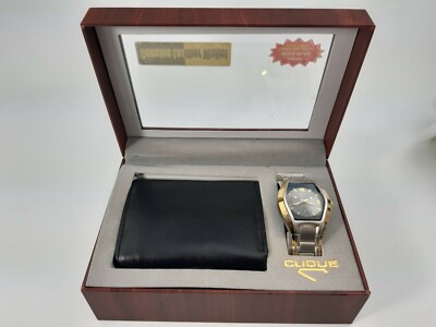 Clique Genuine Leather Wallet & Wristwatch Gift Pack Water Resistant - NEW
