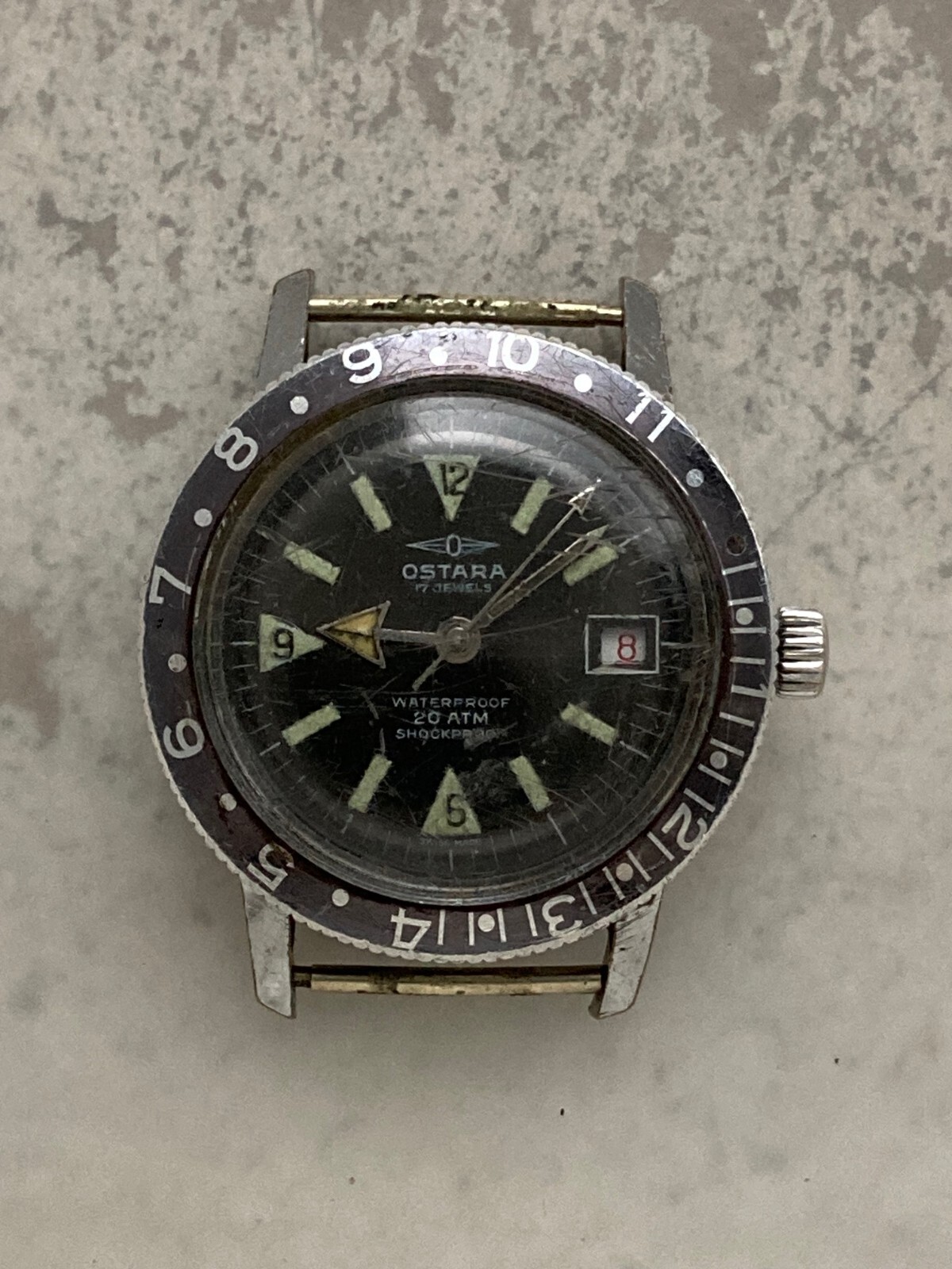 A Vintage Ostara 17 Jewels Waterproof 20 ATM Shockproof Divers Watch eBay