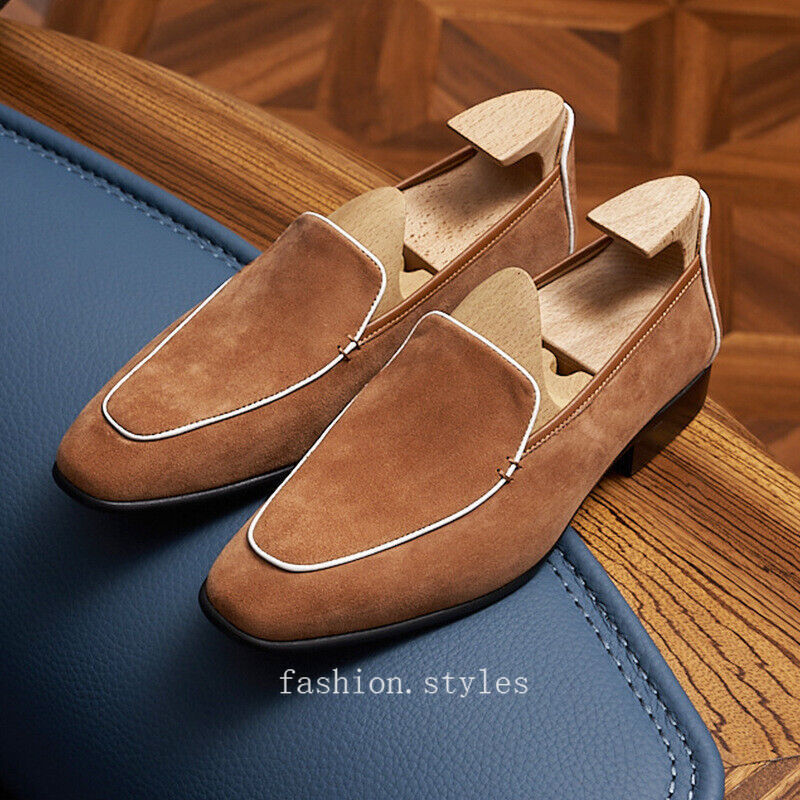 SAOLA Scarpe da uomo in vera pelle slip on business punta quadrata formali casual eleganti festa