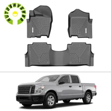 3D Floor Mats for 2017-2021 Nissan Titan Crew Cab All-Weather TPE Floor Liners