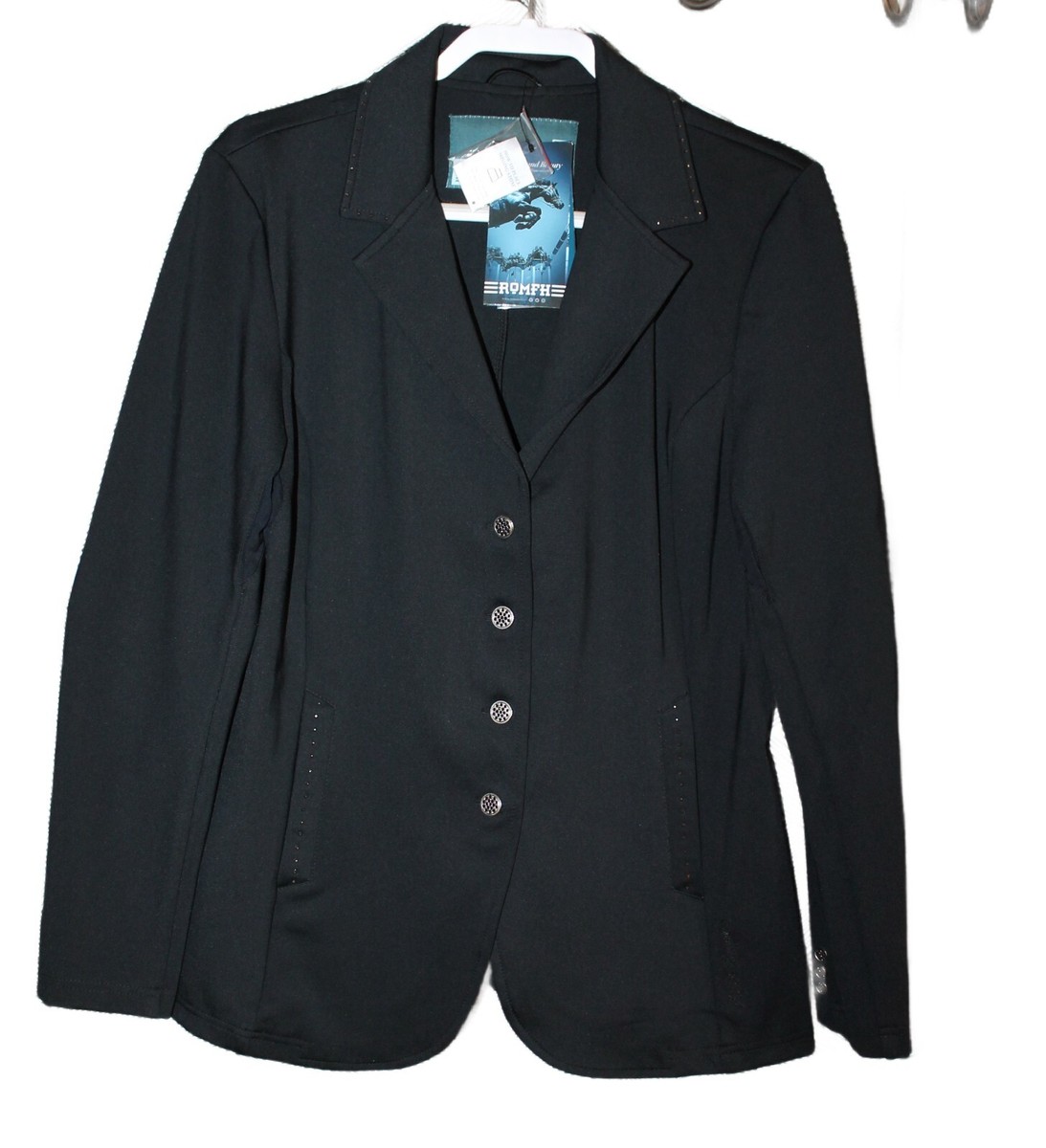Manteau équitation Romfh Bling Show – Femme, Noir, Taille 16 R, Neuf Avec étiquettes