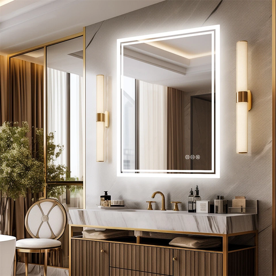 Bathroom Mirror Backlight Anti-Fog Dimmable Wall Vanity Mirrors Memory 3 Colors - Image 3 of 4