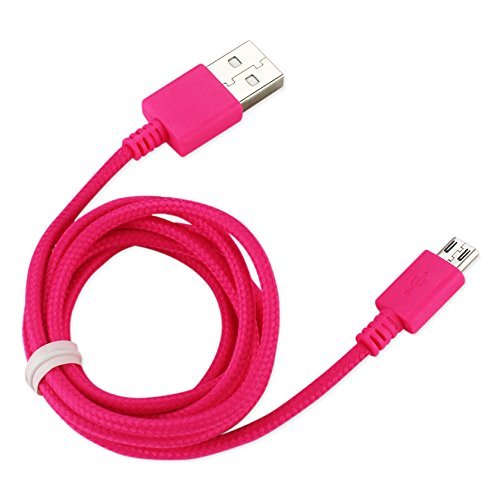 Reiko Braided Data Cable for Micro USB 2.0 Devices for Android/Motorola Hot Pink