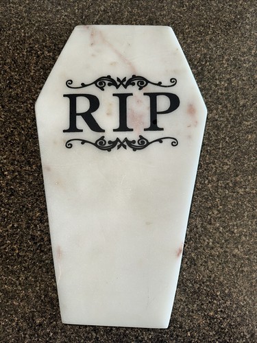 Pottery Barn Halloween Marble Coffin R.I.P. Serving Tray Charcuterie