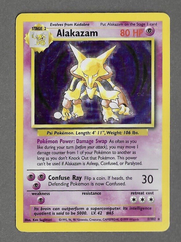 ALAKAZAM 1/102 フーディン 英語版ポケモン ALAKAZAM Holo 1/102 Base Set Pokemon Card | eBay