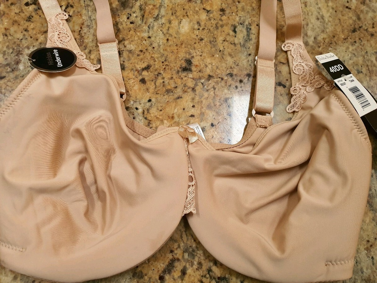 Delta Burke Intimates 40DD Tan Underwire Seamless Molded Lace Bra
