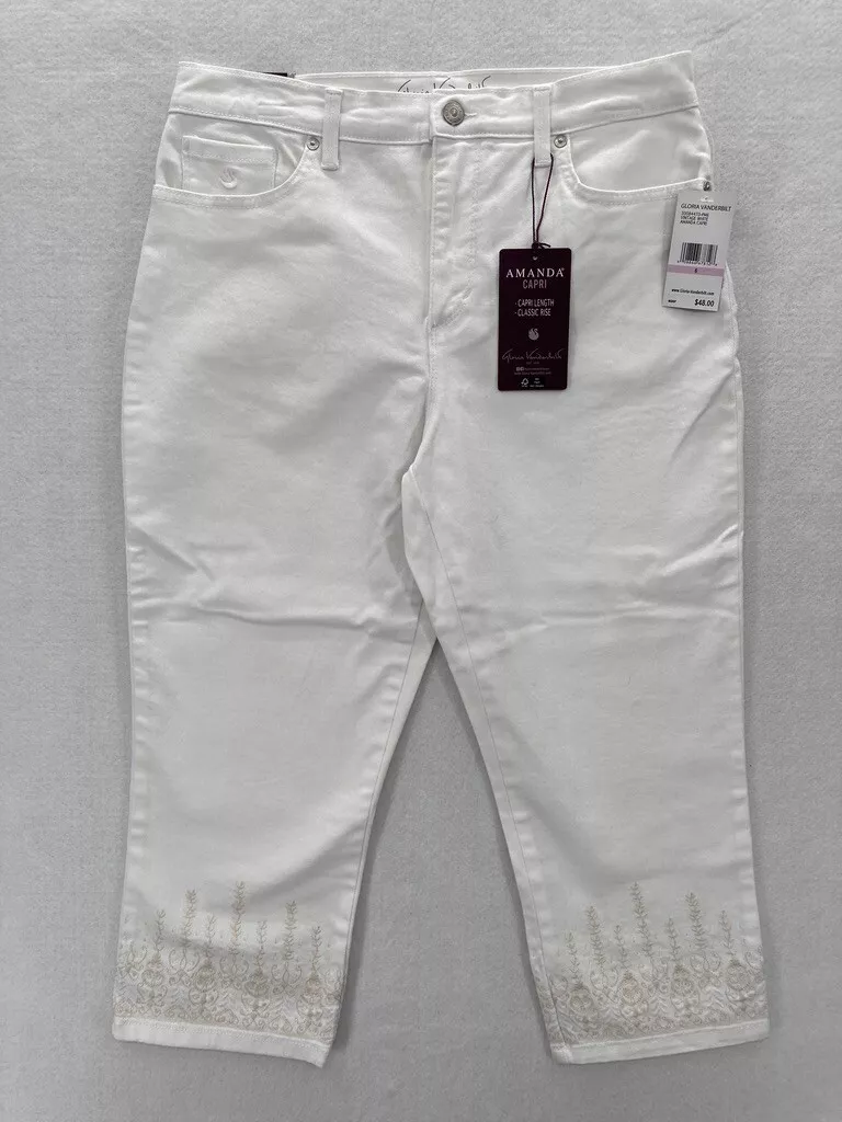 Gloria Vanderbilt Amanda Capri Womens Size 6 White Denim Cropped Jeans Comfort