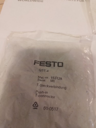CAMISETAS FESTO 4MM PUSH FIT CÓDIGO 16 QST-4 IDENTIT 153128 STOCK SIN USAR - Imagen 2 de 5