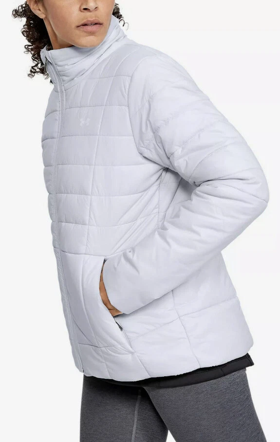 UNDER ARMOUR Womens Storm Coldgear Insulated Jacket Halo Gray Onyx White Size Sm