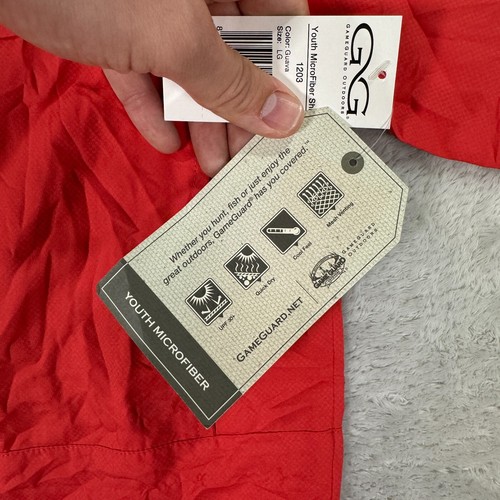 GameGuard 1203 Shirt Boys Large Red Short Sleeve Venting Quick Dry Button Down - Picture 6 of 9