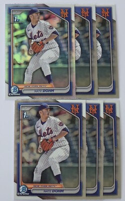 Nate Dohm 2024 Bowman Draft 1st Bowman 6 card lot: Refractor & 5 Chrome #BDC-101