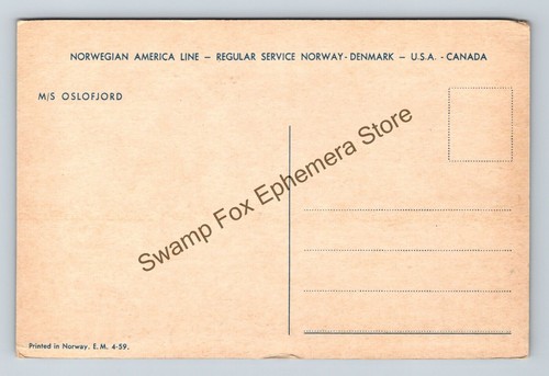 Postcard Norwegian America Line M/S Oslofjord Cargo and Passenger Shipping - Picture 2 of 2