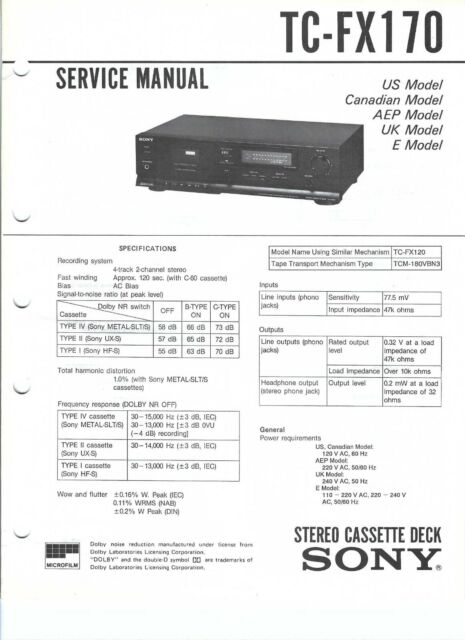 Sony Original Service Manual für TC-FX 170