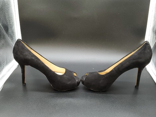 Scarpe con tacco alto Nine West donna in camoscio nero tinta unita punta aperta plateau misura:5,5 - Foto 4 di 9
