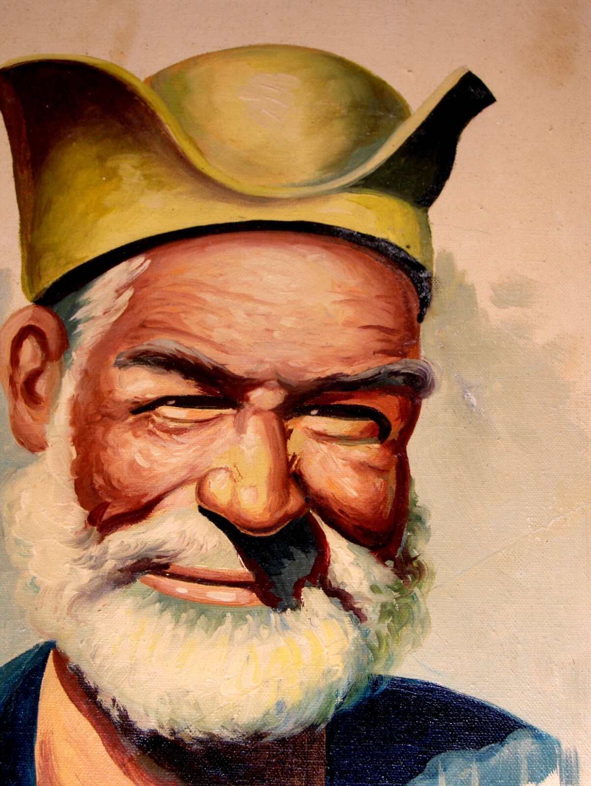 VINTAGE Man Portrait Signed Kazarian Hand Painted Oil Canvas Art Gallery - Iran