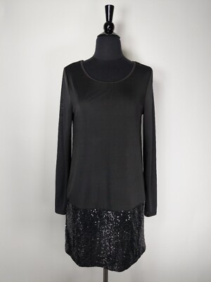 kensie black sequin dress kensie Women's Sequin Short Sleeve Shirt Dress