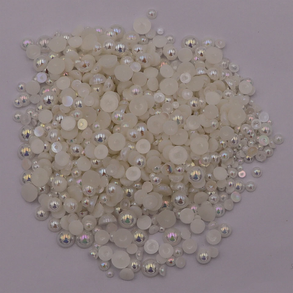 ABS Imitation Pearls Half Round Flat back Acrylic Beads DIY For Jewelry Making - Image 3 of 4