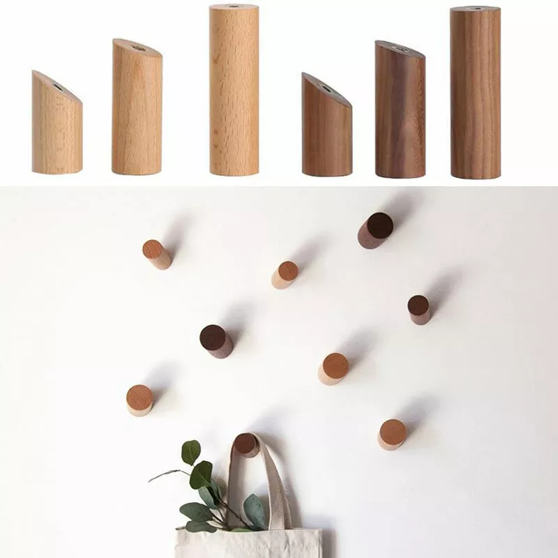 Wooden Hook Wall Hooks Hat Jacket Coat Hooks Storage Hanger Hallway Home  Decor