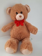 Build A Bear Brown Tan Teddy Bear With Red Bow BABW Plush Stuffed 16"