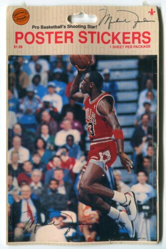Sealed 1988 Michael Jordan Chicago Bulls Poster Stickers ST008 Facsimile Auto