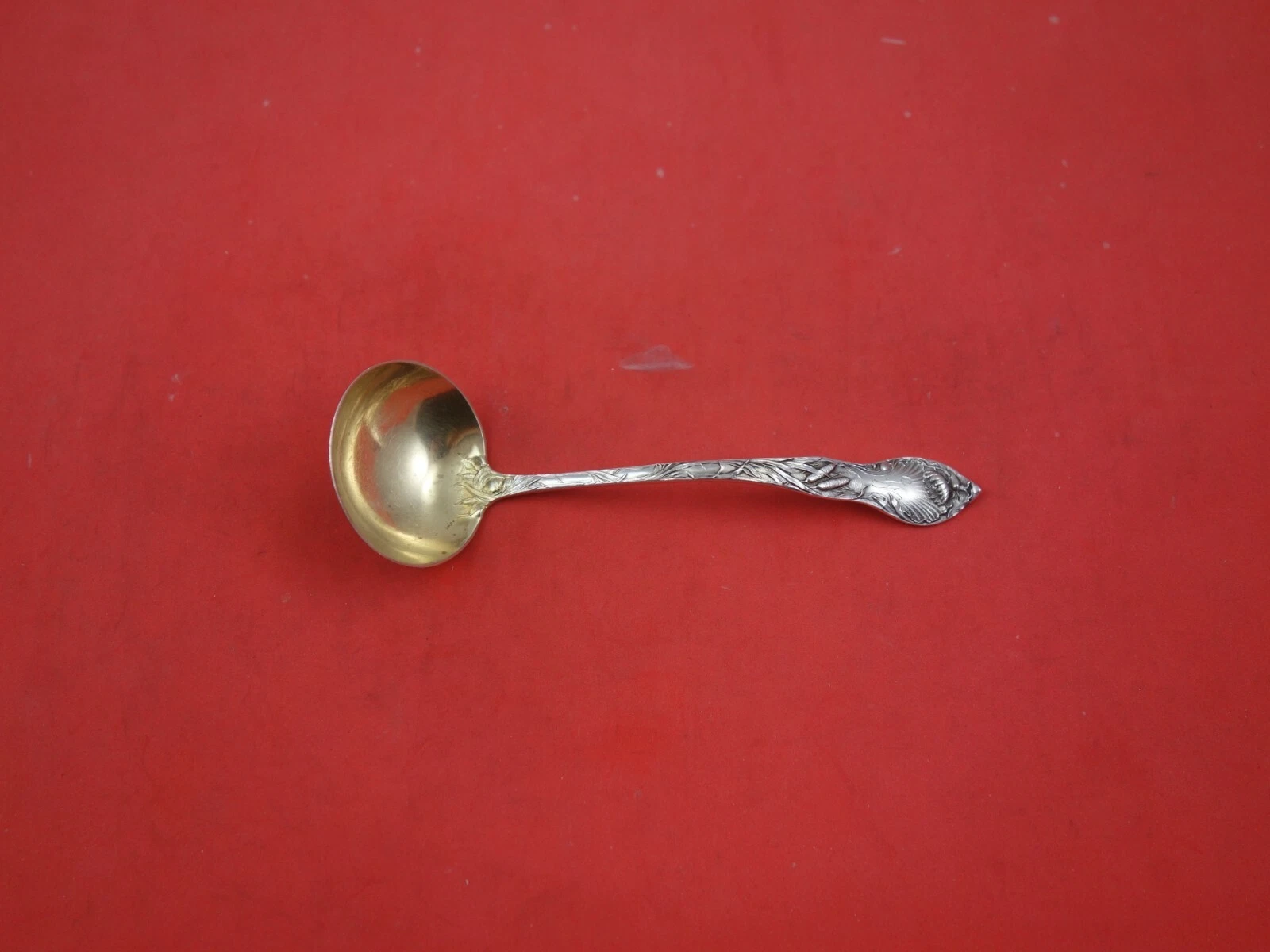 Cat Tails by Blackinton Sterling Silver Sauce Ladle Goldwashed 5 1/2"