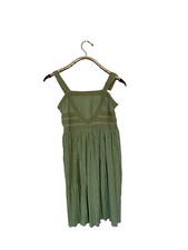 Matilda Jane Joanna Gaines Grassroots Dress XS Green Boho Lace Wood Button Pleat
