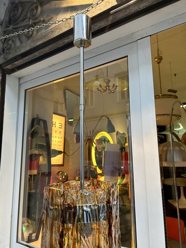 70s CHANDELIER THICK MURANO GLASS AMBER MAZZEGA DESIGN CHANDELIER - Picture 6 of 22
