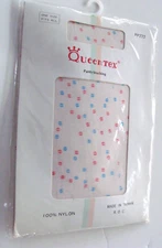 NEW SEALED VTG QueenTex Tights Panty Hose White with Pattern One Size PPP777