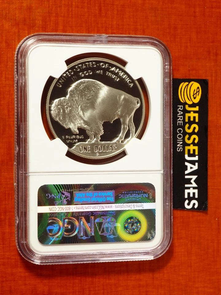2001 P PROOF SILVER BUFFALO COMMEMORATIVE DOLLAR NGC PF70 MIKE CASTLE SIGNED - Image 2 of 2