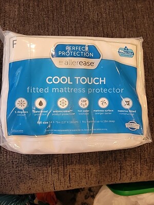 Allerease Cool Touch Waterproof Machine Washable Fitted Mattress Protector NEW!