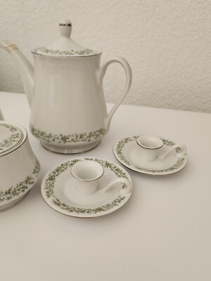 Mikasa Fine China Montclair Tea Set G9059 7pc Set Green Floral