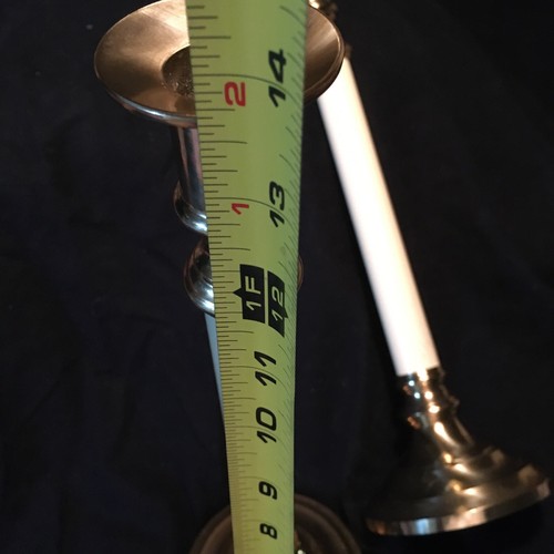 PAIR OF 14”CHURCH ALTAR CANDLESTICKS Brass and SMOOTH Enameled STEMS Read Descrp - Picture 10 of 12