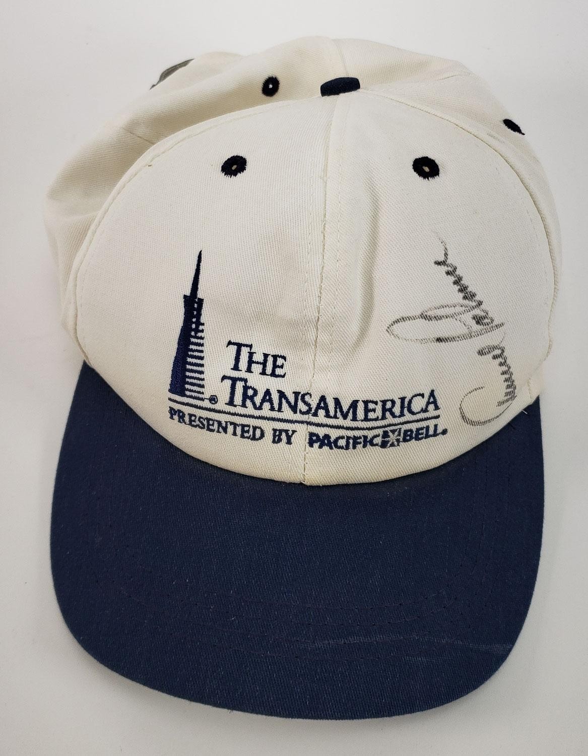 Arnold Palmer Autographed Signed (died 2016) TRANSAMERICA Hat (JSA COA) 10xPGA Tour Champ 